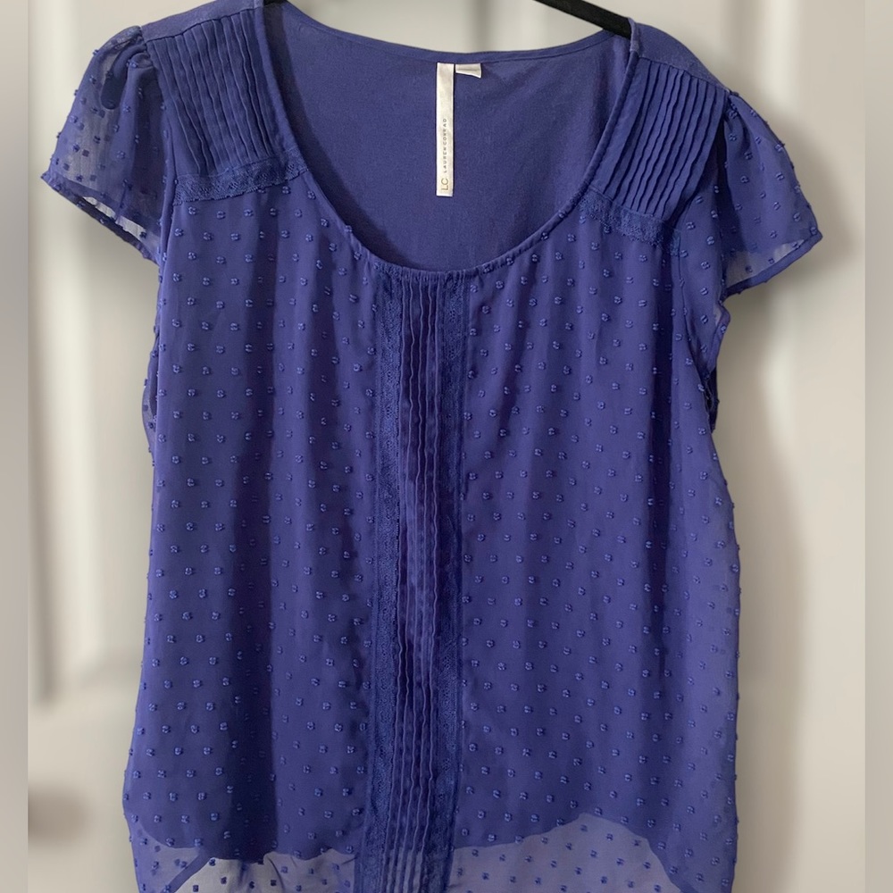 LC Lauren Conrad Blue Textured Blouse